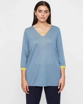 I.scenery V Neck Contrast Top