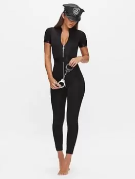 Ann Summers Role Play Police Jumpsuit - Black, Size XL, Women