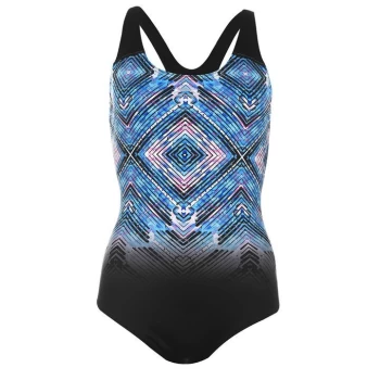 Slazenger Scoop Back Swimsuit Ladies - Black/Blue