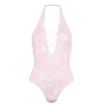 Firetrap Cross Swimsuit Ladies - Blush L Flwr Pr