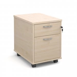 Maestro 25 Mobile 2 Drawer Pedestal With Silver Handles 600mm Deep - Maple