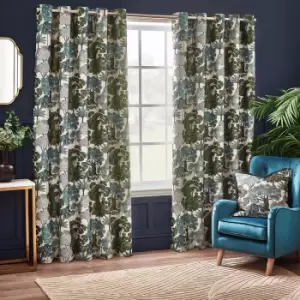 Woodlands Room Darkening Eyelet Curtains Green / 117 x 137cm