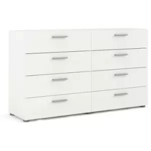 Pepe Wide Chest of 8 Drawers (4+4) in White Woodgrain - Ash White