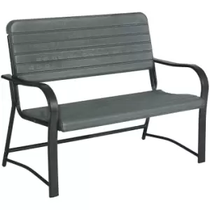 Outsunny Garden Bench Double Chair 2 Seater Loveseat for Outdoor Dark Green - Atrovirens, Black