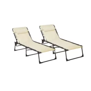 Neo Pair of Black Outdoor Garden Folding Sun Loungers