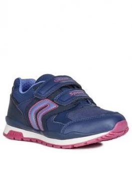 Geox Girls Pavel Strap Trainer, Navy, Size 2.5 Older