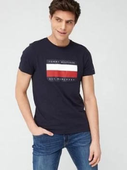 Tommy Hilfiger Corp Stripe Box T-Shirt - Desert Sky Navy