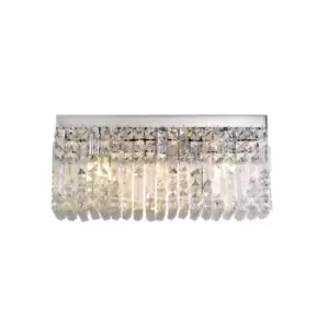 50x24cm Rectangular Large Wall Lamp, 3 Light E14, Polished Chrome, Crystal