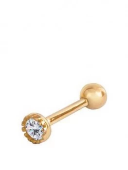 Love Gold 9Ct Gold Tiny Ball Screwback Cubic Zirconia Scalloped Bezel Cartilage Single Stud