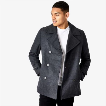 Jack Wills Frith Double Breasted Pea Coat - Charcoal