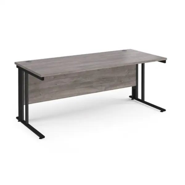 Maestro 25 straight desk 1800mm x 800mm - Black cable managed leg frame, grey oak top