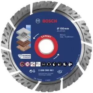 Bosch Accessories 2608900661 EXPERT MultiMaterial Diamond cutting disc Diameter 150 mm Bore diameter 22.23mm Stone, Concrete, Brick