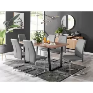 Furniture Box Kylo Brown Wood Effect Dining Table and 6 Grey Lorenzo Chairs