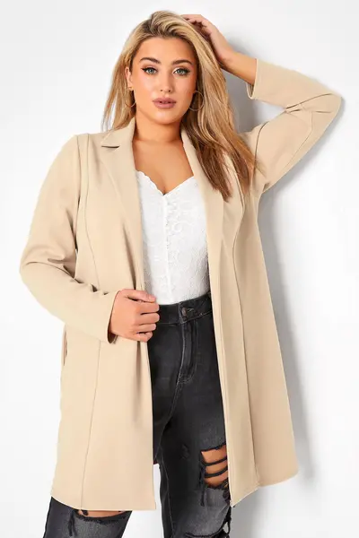 Yours Longline Blazer Camel