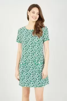 Green Ditsy Print Tunic Dress