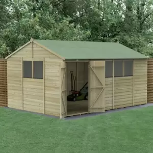 15' x 10' Forest Beckwood 25yr Guarantee Shiplap Pressure Treated Double Door Reverse Apex Wooden Shed (4.48m x 3.21m)