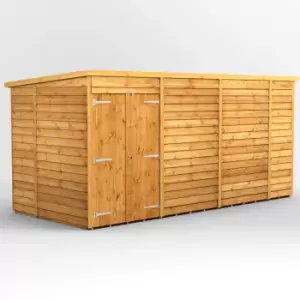 14X6 Power Overlap Pent Windowless Double Door Shed