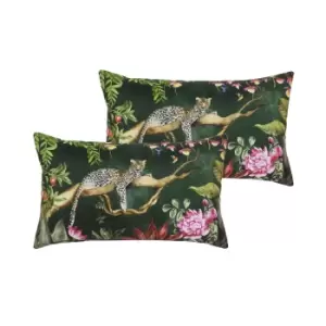 Leopard Rectangular Outdoor Twin Pack Cushion Forest