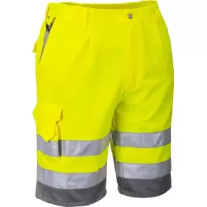 Portwest Mens Class 1 Hi Vis Poly Cotton Shorts Yellow / Grey XS