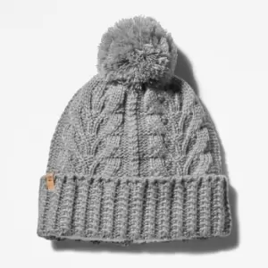 Timberland Autumn Woods Cable Beanie For Her In Grey Light Grey, Size ONE