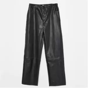 Missguided Plus Size Wide Leg Contract Stitch Faux Leather Trousers - Black