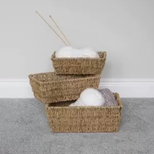 JVL Seagrass Set of 3 Assorted Storage Baskets Natural