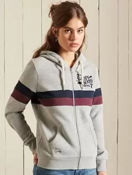 Superdry Collegiate Block Hoodie - Grey, Size 12, Women