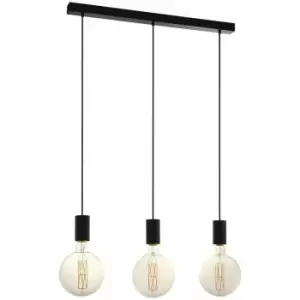 Pendant Ceiling Light 3 Bulb In Line Design Colour Black Bulb E27 3x40W