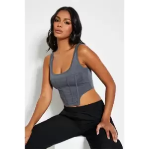 I Saw It First Jersey Corset Top - Grey