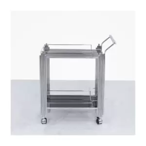 Aurora Boutique Mirrored Drinks Trolley Black Glass