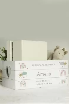 Personalised Rainbow White Wooden Crate