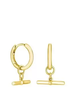 Simply Silver Gold Plated Sterling Silver 925 T Bar Hoop Earrings