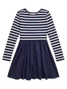 Ralph Lauren Girls Striped Stretch Ponte Dress - Multi, Size 4 Years, Women