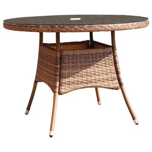 Charles Bentley Verona 4-Seater Round Rattan Dining Table - Brown