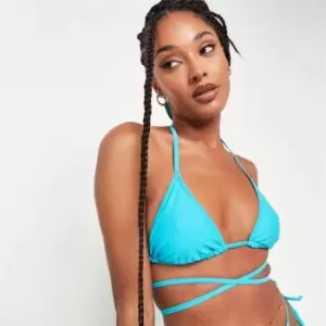 Missguided Triangle Wrap Around Bikini Top - Blue