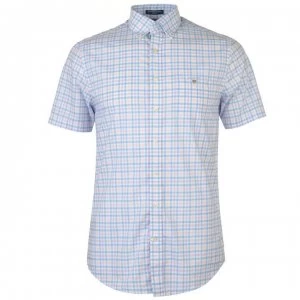 Gant Short Sleeved Gingham Shirt Mens - Capri Blue 468