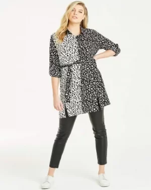 Quiz Curve Mono Animal Print Shirt Dress