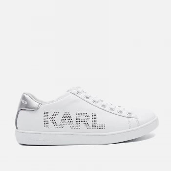 KARL LAGERFELD Womens Kupsole Ii Leather Trainers - White/Silver - UK 3