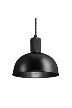 Knurled Dome Pendant Light, 8 Inch, Black Holder