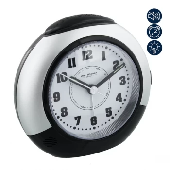 WILLIAM WIDDOP Rounded Alarm Clock - Black & Silver