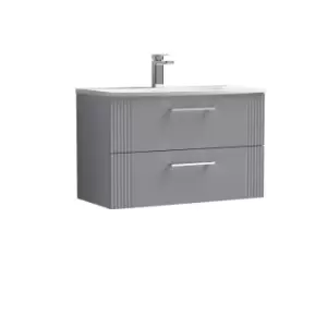 Nuie Deco 800mm Wall Hung 2 Drawer Vanity & Basin 4 - Satin Grey