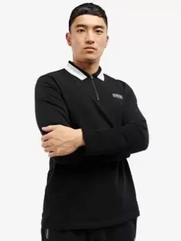 Barbour International Adisham Zip Long Sleeve Polo Shirt - Black, Size S, Men