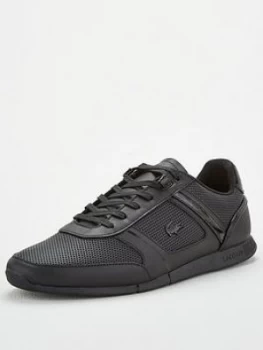 Lacoste Menerva Leather Trainers, Black, Size 7, Men