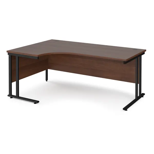 Maestro 25 Left Hand Ergonomic Desk with Black Frame and Walnut Top - 1800mm