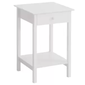 Homcom Minimalist Side Table With Drawer And Shelf White