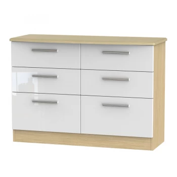 Robert Dyas Kirkhill Ready Assembled 6-Drawer Midi Chest of Drawers Pine