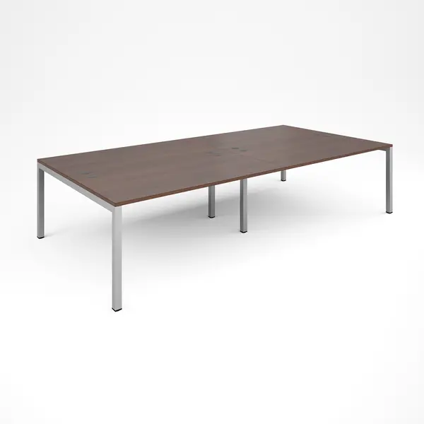 Connex Double Back to Back Office Desk - 3200mm x 1600mm - Silver - Walnut