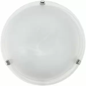 Loops - Wall Flush Ceiling Light Colour Chrome Shade Glass Alabaster Bulb E27 2x60W