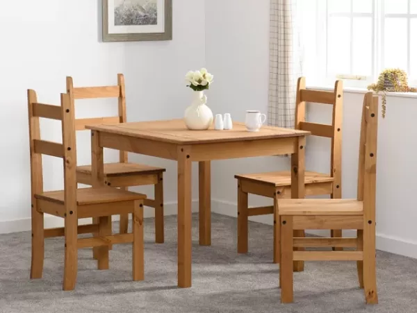 Seconique Corona Pine 100cm Dining Table and 4 Chair Set