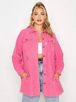 Yours Pink Chunky Cord Shacket, Pink, Size 22-24, Women